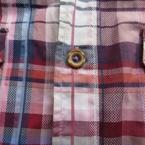 Men's Red Plaid Sand Pink Label Button Down Shirt - Picture 2 of 5